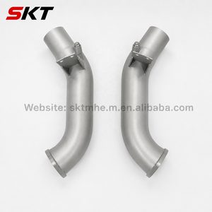 300 CPSI Downpipe for BMW G30 M550i N63 Germany Spec Sandblasted Front Pipe Embossed Heat <b>Shield</b> Golden TIG Welds - Product Image 6