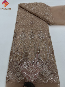 Ngọc Lục Bảo màu xanh lá cây đính cườm Ren Vải thêu sang trọng hạt Sequins Váy Cô Dâu Pháp Ren Vải cho đám cưới phụ nữ Châu Phi Ăn mặc - Product Image 3