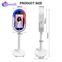 Machine de photomaton portable ovale avec écran tactile LCD de 21,5 pouces, compatible SLR, cadre à angle réglable, base mobile, impression instantanée