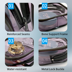 Không Thấm Nước Dây Kéo Trang Điểm <span class=keywords><strong>Pouch</strong></span> Túi Trang Điểm Chuyên Nghiệp Túi Biểu Tượng Tùy Chỉnh Của Phụ Nữ Cá Nhân Du Lịch Rõ Ràng <span class=keywords><strong>PVC</strong></span> Túi Mỹ Phẩm - Product Image 3