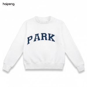 Sweat-shirt respirant style universitaire à col montant en <span class=keywords><strong>tissu</strong></span> éponge décontracté avec lettres brodées sur le devant - Product Image 1