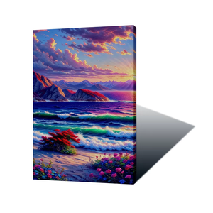 Stampa d'Arte Murale <span class=keywords><strong>con</strong></span> Montagne Viola <span class=keywords><strong>e</strong></span> Fiori, Stampa ad Alta Definizione, Dipinto su Tela <span class=keywords><strong>con</strong></span> Cornice Interna per Decorazione Murale - Product Image 6