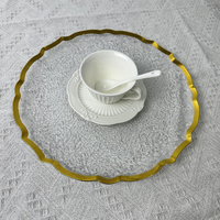 StarLuckINT Assiette Transparente en Plastique PP Écologique à Bordure Irrégulière en Forme de Fleur, Design Moderne, Décoration de Table de Mariage