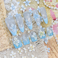 Autocollant pour ongles ultra-fin en relief transparent effet perle, style Ins Wind Pearl Pure Desire Ice Flower, pour l'été, l'île des rêves et les vacances