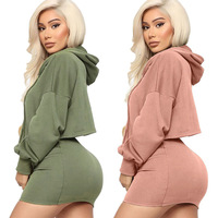 Printemps été mode vêtements de rue pour dames vêtements personnalisés sweats à capuche courts jupes ensembles haute qualité coton femmes survêtements