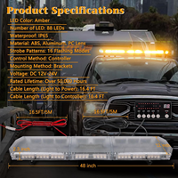Shinemien 88 Hochintensive LED Amber-Weiß Stroboskop-Lichtleiste Notfall-Warnleuchte Blinklicht 48 Zoll 5000 Lumen 12V/24V CE/FCC