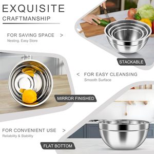 Bol mélangeur en acier inoxydable avec râpe, saladier, bols mélangeurs en métal avec couvercles transparents, ensemble - Product Image 3