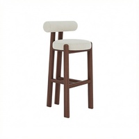Tabouret de bar en bois de frêne de style français du milieu du siècle, chaise haute en bois massif pour table d'îlot domestique, salle à manger, non pliable, sans accoudoirs