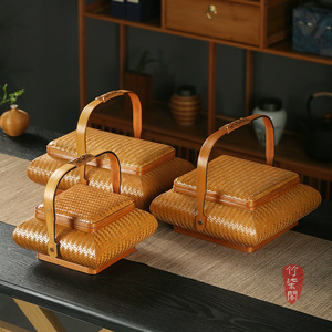<b>Bamboo</b> Woven Basket Rectangle Food <b>Container</b> Multifunction Kitchen Storage Tea Snack Box Guizhou Origin YY0602 - Product Image 1