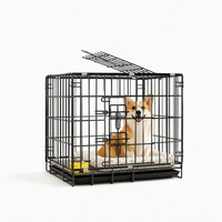 Cage pliable en métal pour animaux de compagnie, cage pour chien, niche pour chat, carrée, respirante, pour usage intérieur, avec bouton-pression, plateau en plastique, transporteur pour animaux