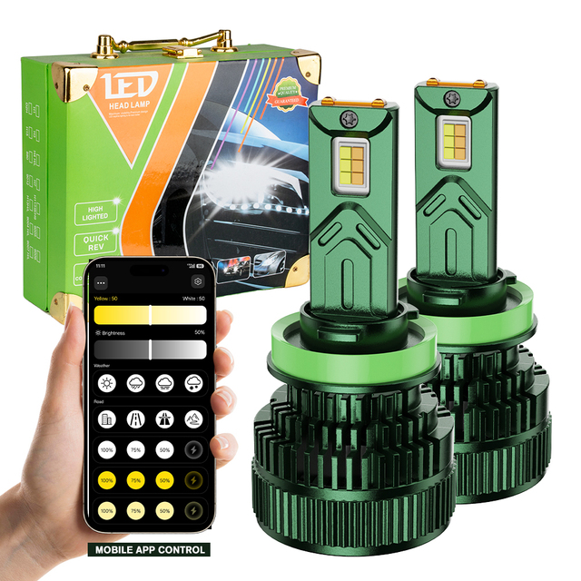 RCJ R75 75W LED Headlight H4 H7 H11 Bulb 3000K-6500K APP Control New Condition Aluminum Material