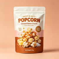 Sachets refermables personnalisés de qualité alimentaire, réutilisables, en Mylar, avec fermeture éclair, pour pop-corn, emballages à fond plat