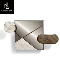 Table d'appoint de canapé de loisirs de luxe italien nordique table basse ronde en marbre en acier inoxydable pour le salon