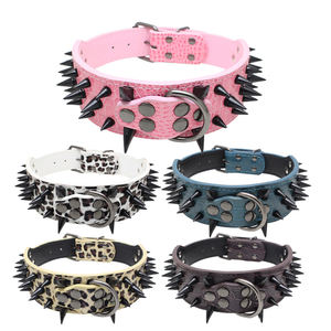 ビッグドッグレザーカラーとリードリーシュセットプロングコーンコンバットスパイクワイドペット用 - Product Image 3
