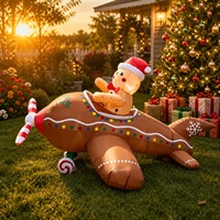 Décoration de Noël créative transfrontalière : Bonhomme en pain d'épices volant en avion, moule gonflable pour cour et pelouse
