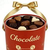 Boîte à chocolat ronde personnalisée avec poignée, emballage cadeau cylindrique de luxe pour Noël