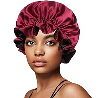 Nouveau modèle de bonnets et d'enveloppes en satin pour les cheveux douche personnalisée grand bonnet en satin double couche deux couleurs réversible imperméable à l'eau