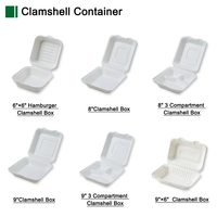 AK2 Boîte alimentaire biodégradable jetable en pulpe de bagasse pour plats à emporter, déjeuner, restaurant, avec charnière, pour hamburger et riz