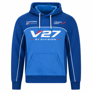 Sweat-shirt unisexe de club de motards, 100% coton, hiver, bleu et blanc, poche kangourou, cordon de serrage, pour week-end de course - Product Image 3