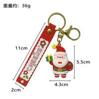Porte-clés mignon Père Noël, cadeau de Noël, porte-clés 3D arbre de Noël, cloche, bonhomme de neige, renne, vente en gros