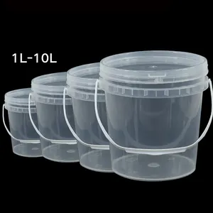 Factory Wholesale Food Grade Round Clear PP Plastic Buckets With Lids Handle