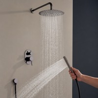 Nouvelle couleur gris canon poli, ensemble de douche encastré 2 fonctions avec pommeau de douche pluie et douchette à main, système de douche pour salle de bain, vente en gros