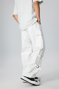 Moda Streetwear Wash <span class=keywords><strong>White</strong></span> Denim <span class=keywords><strong>Jeans</strong></span> Homens De Alta Qualidade Baggy Pocket Straight <span class=keywords><strong>Jeans</strong></span> Custom Men Casual Cargo Pants - Product Image 5