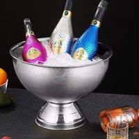 Seau à glace en acier inoxydable, bol à champagne doré de luxe, bac à boissons, seau à bière et à vin pour hôtel, bar, fête en plein air, buffet