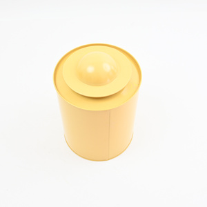 Boîte à thé en métal ronde personnalisée avec couvercle en dôme, jaune brillant, impression intégrale, vide, pour l'emballage de thé aux jujubes et de tisanes - Product Image 2