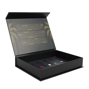 Caja de Regalo Rígida Magnética en Forma de Libro de Cartón Duro para Perfume Sólido Negro Personalizado - Product Image 1