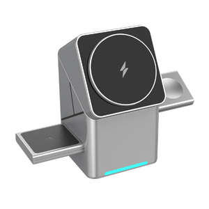 Chargeur sans fil magnétique pliable 3 en 1 personnalisable 15W, support de charge de téléphone pop-up pour iPhone, Apple Watch et AirPods - Product Image 1