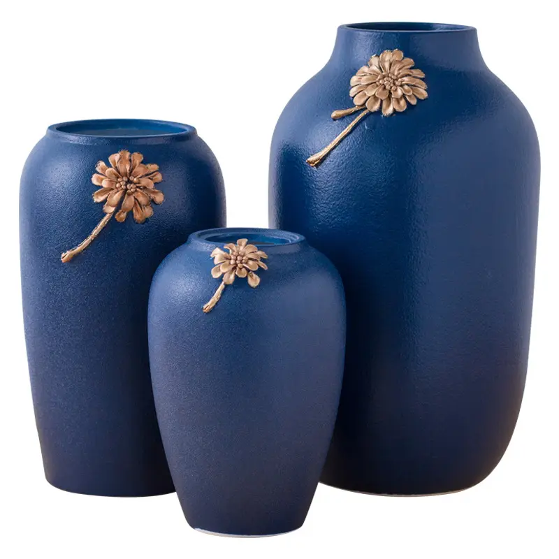 INS Nordic Modern Simple Blue Ceramic Vase Decoration Living Room Creative Home Decor Ornaments