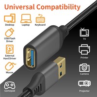 USB 3.0 Verlängerungskabel Stecker auf Buchse Hochgeschwindigkeits-5Gbps-Daten- & Ladekabel Nylon-Ummantelung für Webcam, Drucker, Festplatte