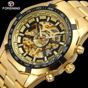 <span class=keywords><strong>Orologio</strong></span> da Uomo di Marca Nuovo Arrivo <span class=keywords><strong>Automatico</strong></span> di Lusso Scheletrato Meccanico da Uomo in <span class=keywords><strong>Oro</strong></span> e Acciaio Inossidabile - Product Image 1