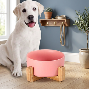 Anti-Slip Polished Wood Elevated Pet <b>Bowl</b> Stand for <b>Dogs</b> Cats Stocked Food Serving American Style Business Gift Falak World - Product Image 1