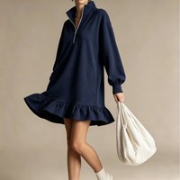 Vente en gros directe usine OEM & ODM, personnalisable avec logo, robe ample à col mandarin et demi-zip