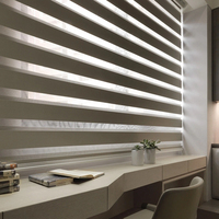 Persianas Zebra Motorizadas Inteligentes con Control Remoto, Persianas Enrollables de Doble Capa con Tela Envolvente, de Oscurecimiento a Transparente, para Montaje Interior en Ventanas