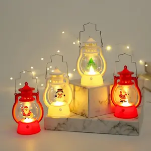 圣诞小夜灯便携式电池供电挂灯圣诞饰品圣诞老人装饰发光二极管灯