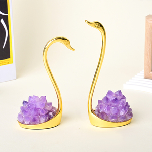 Wholesale Reiki <b>Crystal</b> Animals Carved Amethys Tooth Swan <b>Crystal</b> Swan Ornament - Product Image 1