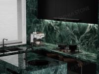 SH STONE Vente en gros Dalle de pierre frittée en marbre Verde Alpi mat 1200x2800mmx6mm pour projets de murs et sols de SPA, sauna et salle de bain
