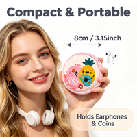 Porte-monnaie en peluche personnalisé en forme de fruit de dessin animé, mini-portefeuille rond de 8 cm avec crochet porte-clés et fermeture éclair, pochette à monnaie en peluche multicolore