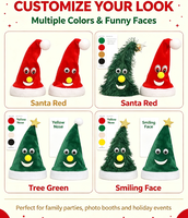 Chapeau de Noël musical lumineux personnalisé OEM, chapeaux de Noël électriques en peluche, fournitures de fête de Noël, cadeaux, jouets de Père Noël