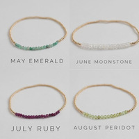 Bracelets empilables délicats avec perles de cuivre de 2 mm et pierres naturelles facettées de 3 mm, fins, faits à la main, style bohème, pour le quotidien, en cristal de guérison