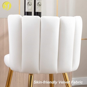 Gold <strong>Bar</strong> Stools White Velvet Counter Height <strong>Chairs</strong> <strong>With</strong> <strong>Back</strong> Upholstered Kitchen Stools for <strong>Breakfast</strong> Dining Living Room Cafe - Product Image 2
