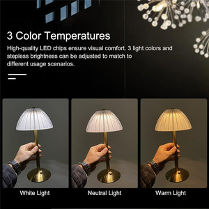 Taşınabilir LED akülü masa lambası 3 renk dokunmatik dim kristal lamba eski altın şarj edilebilir lamba masaüstü gece lambası - Product Image 2