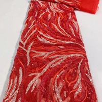 Tissu en organza brodé de perles et de paillettes multicolores pour robes de mariée pour filles - Polyester/Nylon extensible et respirant