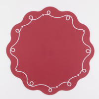 Nouveaux produits 2026, set de table en similicuir PVC, broderie rouge, set de table
