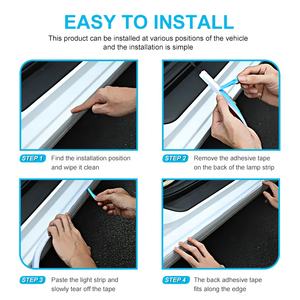 Ip67 papan dekorasi Led pintu mobil, Strip lampu Led Pedal kaki dekorasi peringatan lari pintu mobil Remote Control DIY fleksibel warna-warni tahan air - Product Image 5