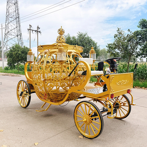 Vente en gros de magnifiques chariots de mariage dorés en forme de citrouille, chariots royaux pour princesse - Product Image 3