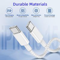 Câble USB-C tressé 3 pieds 60W à charge rapide, cordon d'alimentation tressé pour téléphones iOS et Android, utilisation avec appareil photo